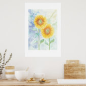 Twee zonnebloemen poster (Keuken)