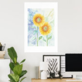 Twee zonnebloemen poster (Thuiskantoor)