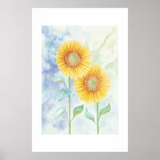 Twee zonnebloemen poster (Voorkant)