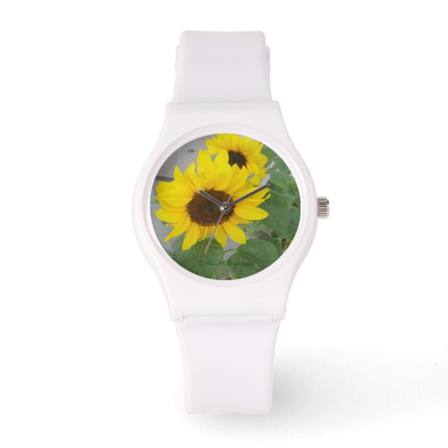 Twee zonnebloemen sportief horloge (Voorkant)