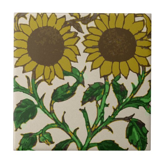 Twee zonnebloemen tegeltje (Voorkant)