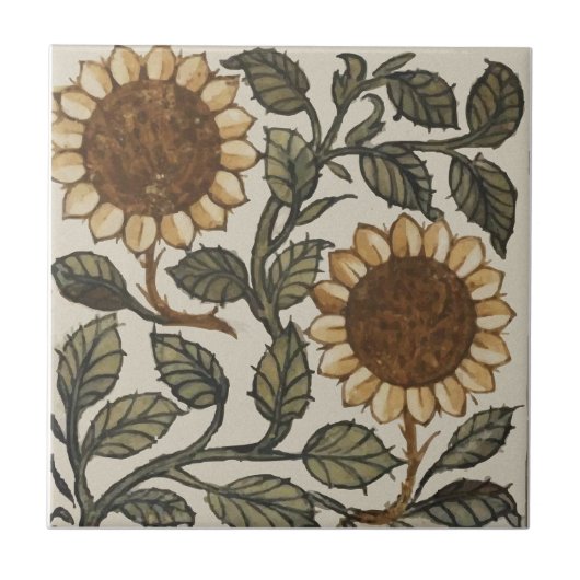 Twee zonnebloemen tegeltje (Voorkant)