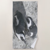 Twee zonnen badende pinguïns strandlaken (Voorkant)