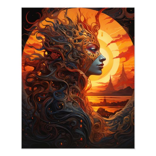 Twee zonnen in de zonsondergang foto afdruk (Voorkant)