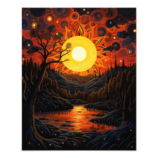 Twee zonnen in de zonsondergang foto afdruk (Voorkant)