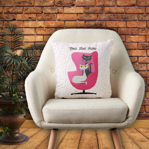 Twee zophisticeerde Mid Century Cats Roze Stoel St Kussen
