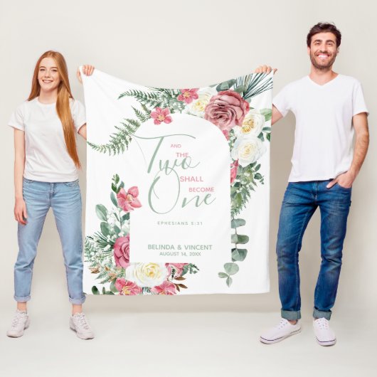Twee zullen één Bijbelverse bruiloft worden Fleece Deken (In situ)