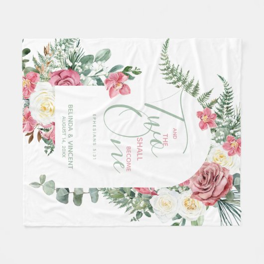 Twee zullen één Bijbelverse bruiloft worden Fleece Deken (Voorkant (Horizontaal))