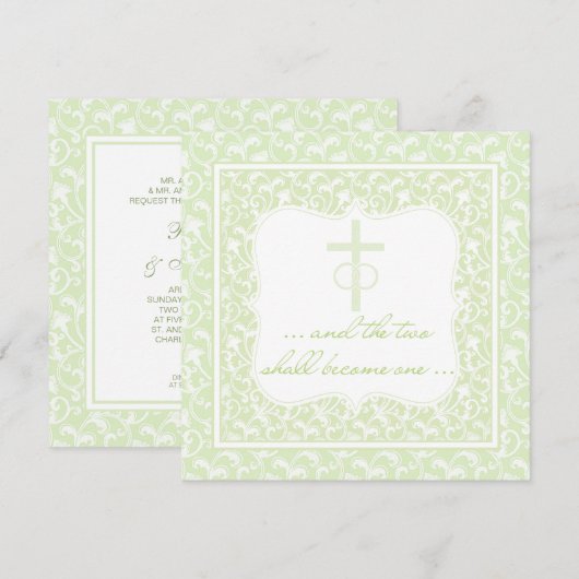 Twee zullen één Christelijke bruiloft groen worden Kaart (Voorkant / Achterkant)