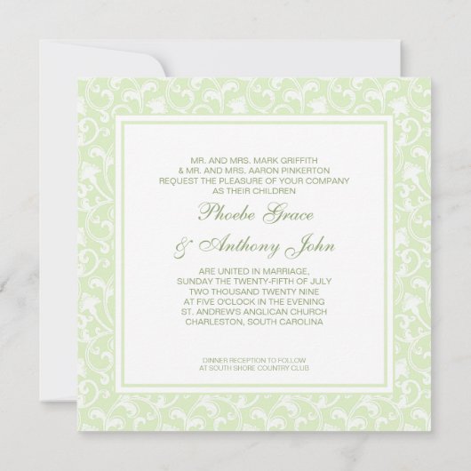 Twee zullen één Christelijke bruiloft groen worden Kaart (Achterkant)