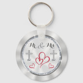 Twee zullen één Christelijke huwelijksgunsten word Sleutelhanger (Achterkant)