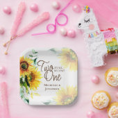 Twee zullen één Christelijke Zonnebloem worden Papieren Bordje (Feest)