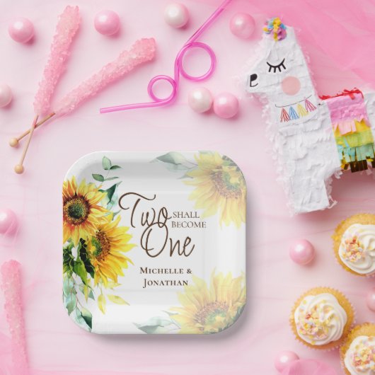 Twee zullen één Christelijke Zonnebloem worden Papieren Bordje (Feest)