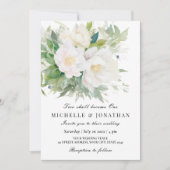 Twee zullen één elegante witte bloemenbruiloft wor kaart (Voorkant)