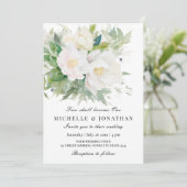 Twee zullen één elegante witte bloemenbruiloft wor kaart (Staand voorkant)