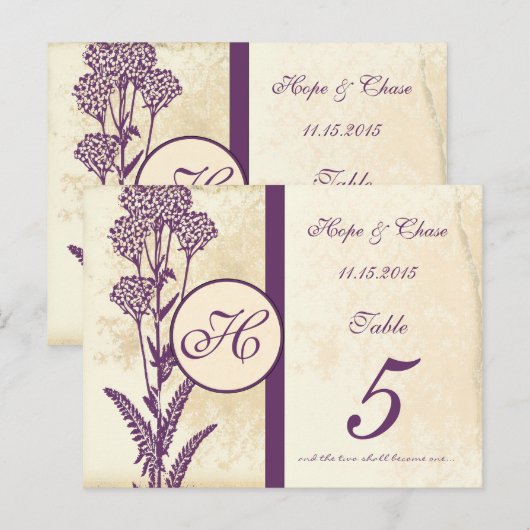 Twee zullen één Paarse bloem worden Briefkaart (Voorkant / Achterkant)