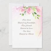 Twee zullen één roze Magnolia Christelijk worden Kaart (Achterkant)