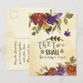 Twee zullen één worden Bijbel Trouwkaart felicitat Briefkaart (Voorkant / Achterkant)