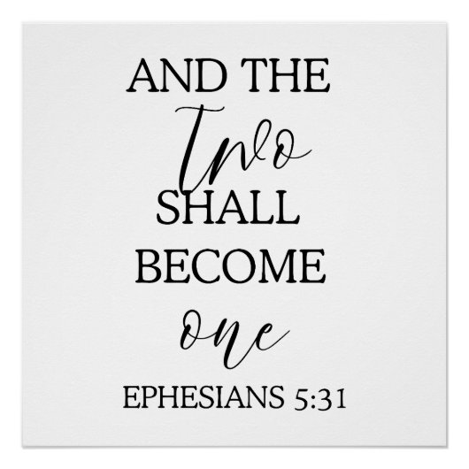 "Twee zullen één worden" Trouwtapijt Achtergrond Perfect Poster (Voorkant)