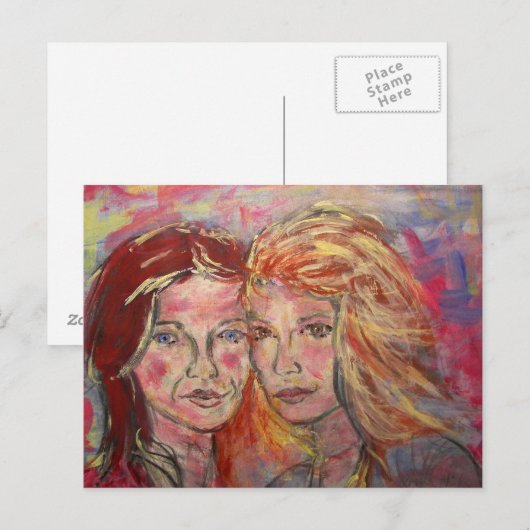 Twee zussen briefkaart (Voorkant / Achterkant)