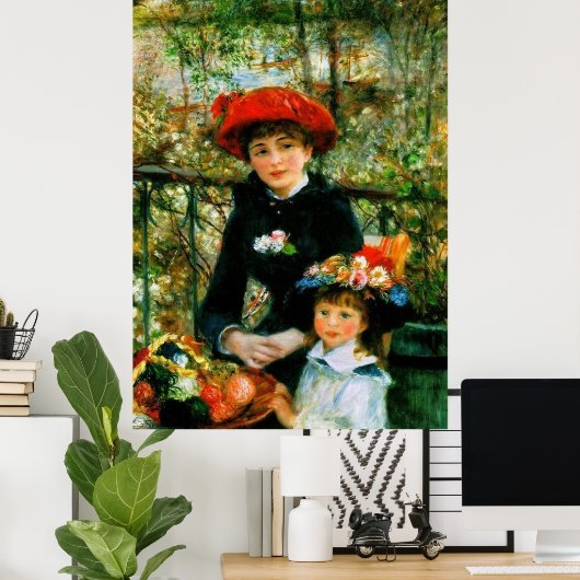 Twee zussen op de Terrace door Renoir Poster (Thuiskantoor)