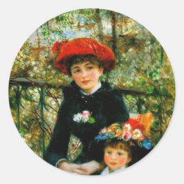 Twee zussen op de Terrace door Renoir Ronde Sticker
