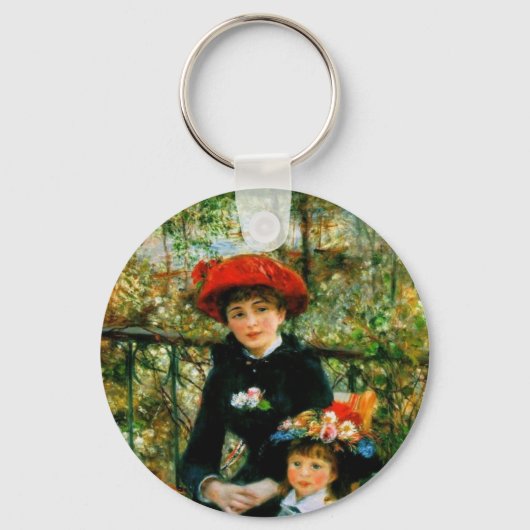 Twee zussen op de Terrace door Renoir Sleutelhanger (Voorkant)
