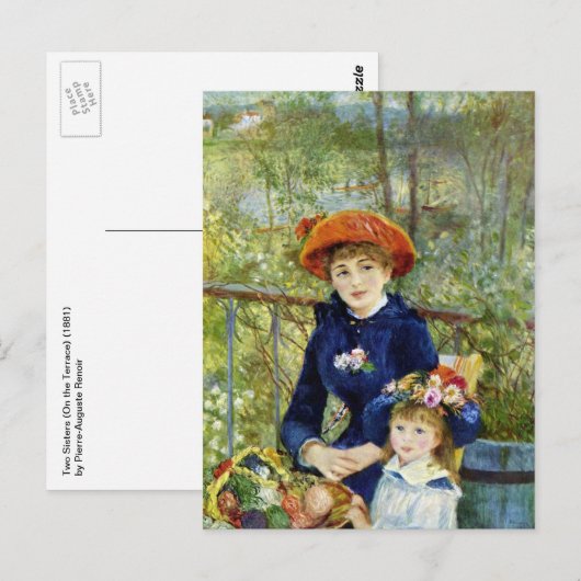 Twee zussen (op het terrein) van Pierre Renoir Briefkaart (Voorkant / Achterkant)