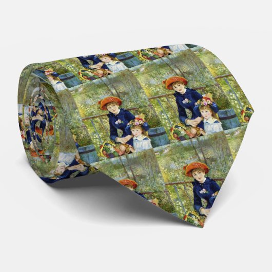 Twee zussen (op het terrein) van Pierre Renoir Stropdas (Opgerold)
