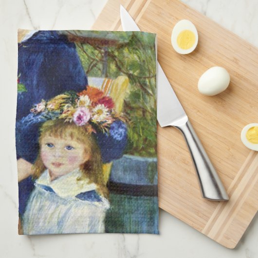 Twee zussen (op het terrein) van Pierre Renoir Theedoek (Quarter Fold)