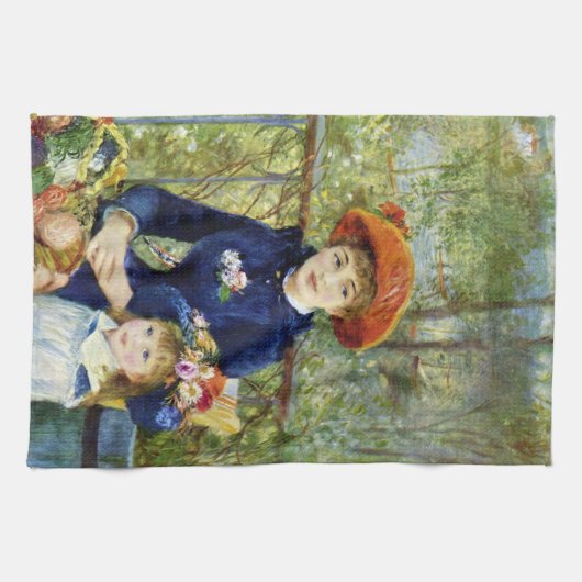 Twee zussen (op het terrein) van Pierre Renoir Theedoek (Horizontaal)