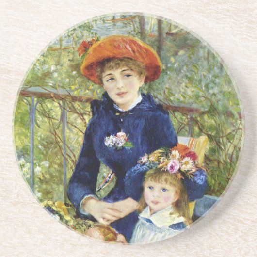 Twee zussen (op het terrein) van Pierre Renoir Zandsteen Onderzetter (Voorkant)