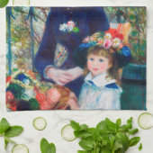 Twee zussen - Renoir Impressionist Painting 1881 Theedoek (Gevouwen)