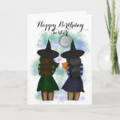 Twee zuster-heks met katten-Kaart van afgelopen da Kaart (Voorkant)