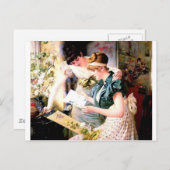 Twee zusters Friends Reading Letter schilderijen Briefkaart (Voorkant / Achterkant)