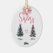 Twee zusters kerstboom met aangepaste namen keramisch ornament (Rechts)