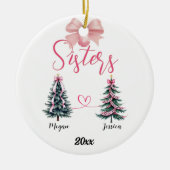 Twee zusters kerstboom met aangepaste namen keramisch ornament (Voorkant)
