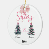 Twee zusters kerstboom met aangepaste namen keramisch ornament (Links)