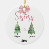 Twee zusters kerstboom met aangepaste namen keramisch ornament (Voorkant)