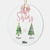 Twee zusters kerstboom met aangepaste namen keramisch ornament (Links)