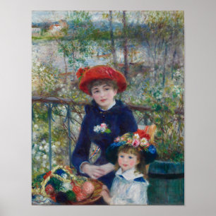 Twee zusters op het terras door Renoir print
