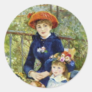 Twee zusters (Op het terras) Van Pierre Renoir Ronde Sticker