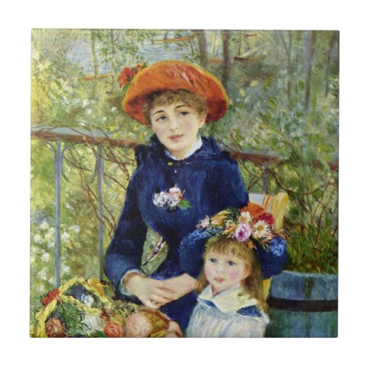 Twee zusters (Op het terras) Van Pierre Renoir Tegeltje (Voorkant)