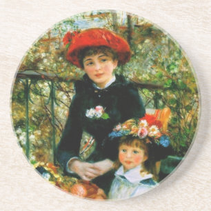 Twee zusters op het terras van Renoir Zandsteen Onderzetter