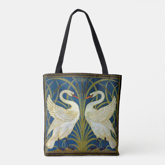 Twee zwanen Art Deco Canvas tas (Achterkant)