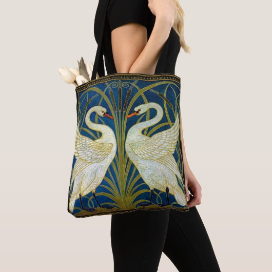 Twee zwanen Art Deco Canvas tas (Dichtbij)