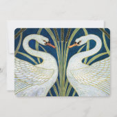 Twee zwanen bewaren de datum bruiloft uitnodiging (Achterkant)