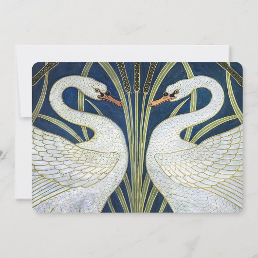 Twee zwanen bewaren de datum bruiloft uitnodiging (Achterkant)