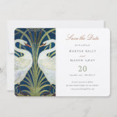 Twee zwanen bewaren de datum bruiloft uitnodiging (Voorkant)