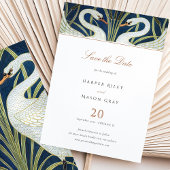 Twee zwanen bewaren de datum bruiloft uitnodiging